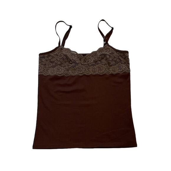 Yves Brown Lace Stretch Spaghetti Strap Cami / Camisole, S - Picture 1 of 7